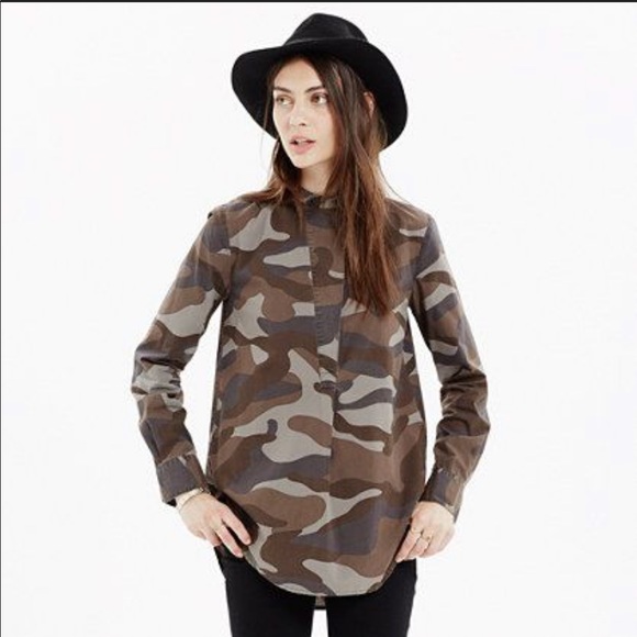 Madewell Tops - Madewell top camo button up shirt brown taupe grey